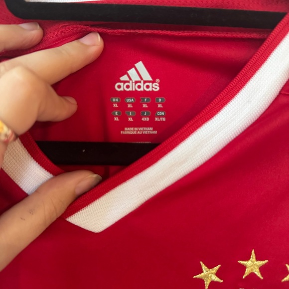 Adidas Ajax Red and White Jersey with V-Neck - Picture 5 of 6